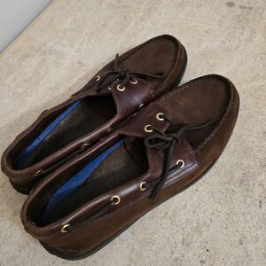 Sperry Brown Leather Boat Shoes with Gold Eyelets